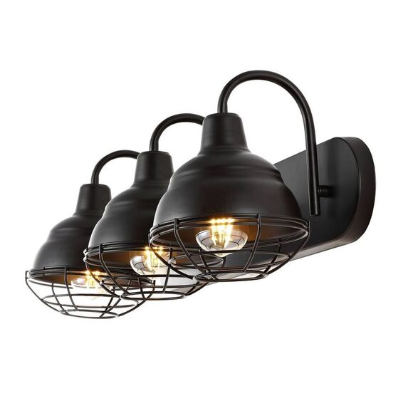 JONATHAN Y Other - JONATHAN Y - 24.5" 3-Light Levi Industrial Farmhouse Iron LED V Bronze